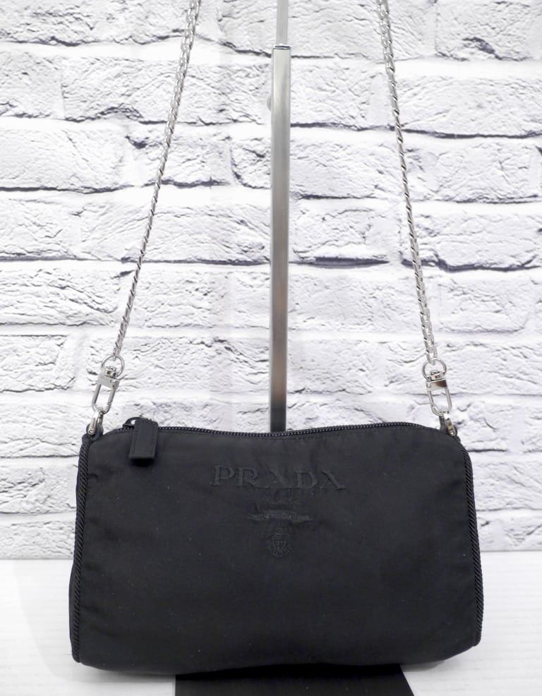 PRADA プラダ ショルダーバッグ ロゴ刺繍 ナイロン ブラック 楽天市場