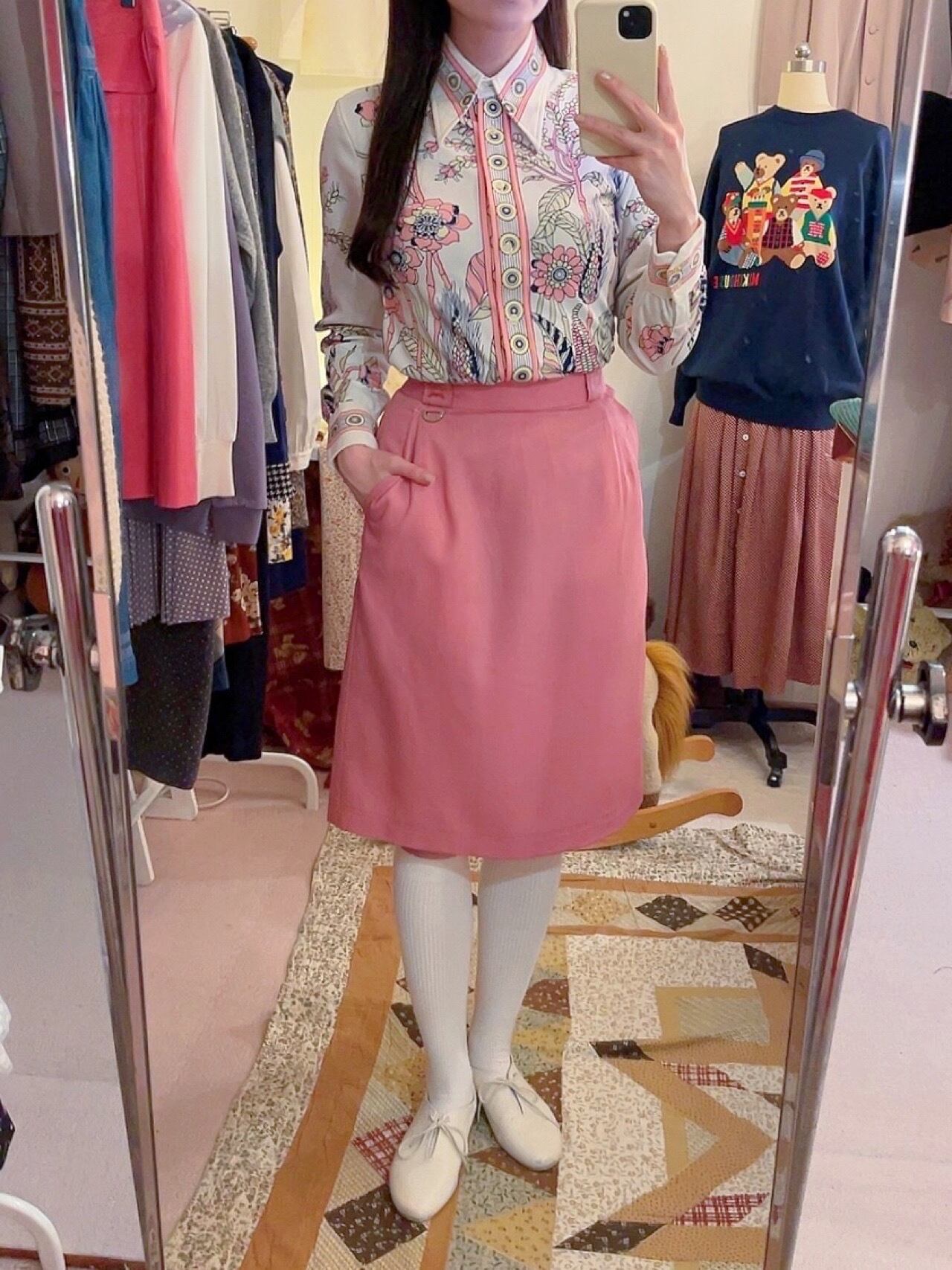 pink yellow botanical blouse