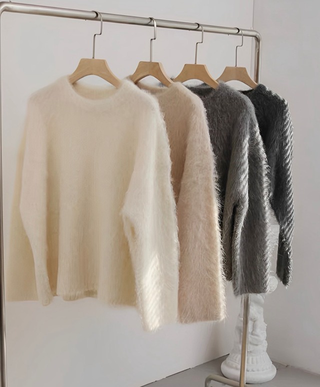 アルパカラウンドネックニット