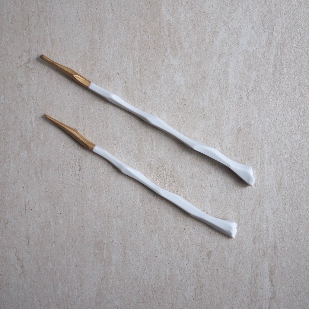 木下 和美/白磁 白x金 茶針