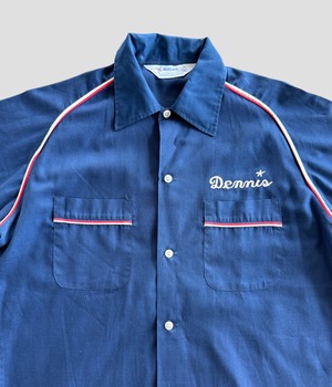 -Hilton- Vintage 70s M Bowling Shirt