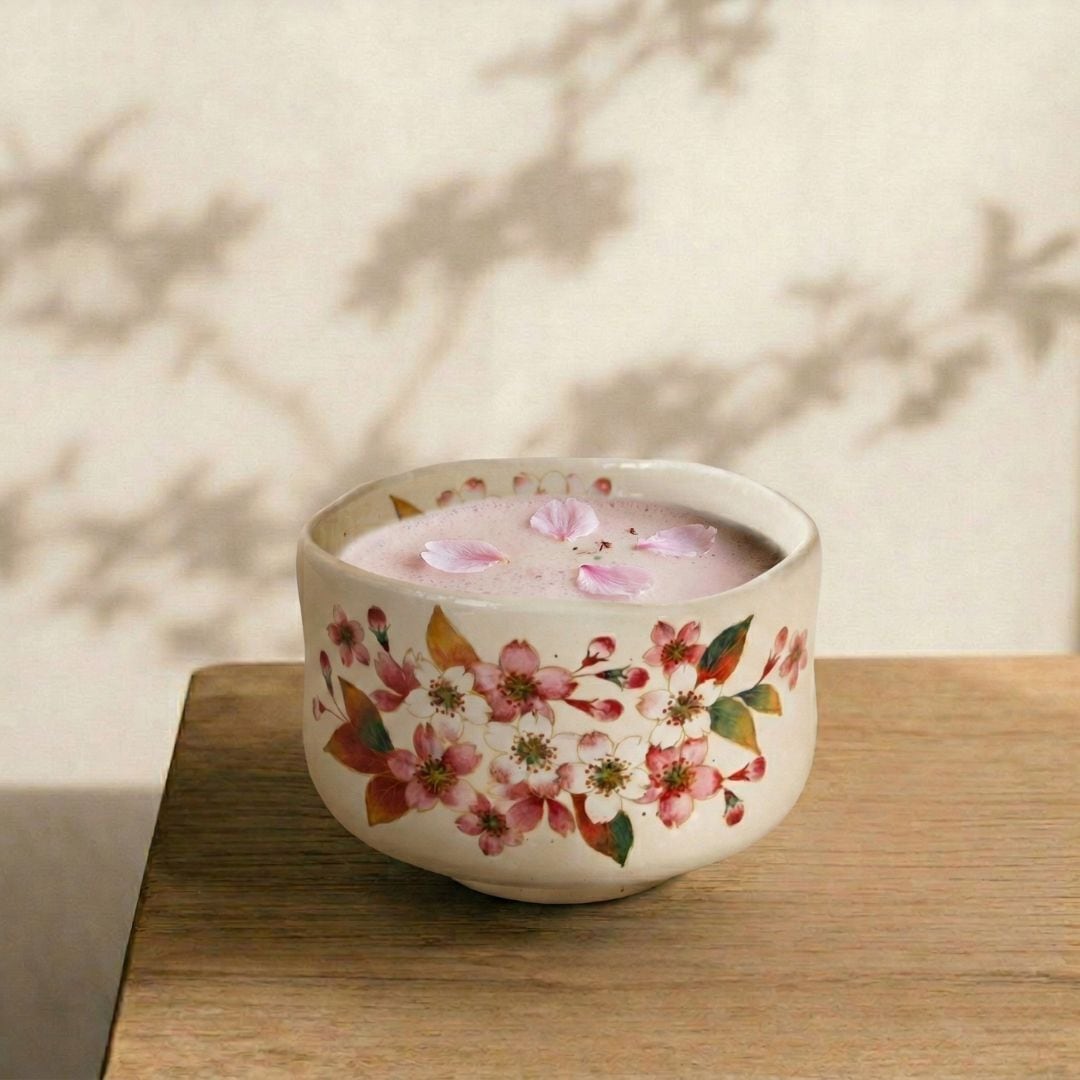 抹茶スターターセット｜粉引桜 ミニ抹茶碗（美濃焼・日本製）＋ミニ