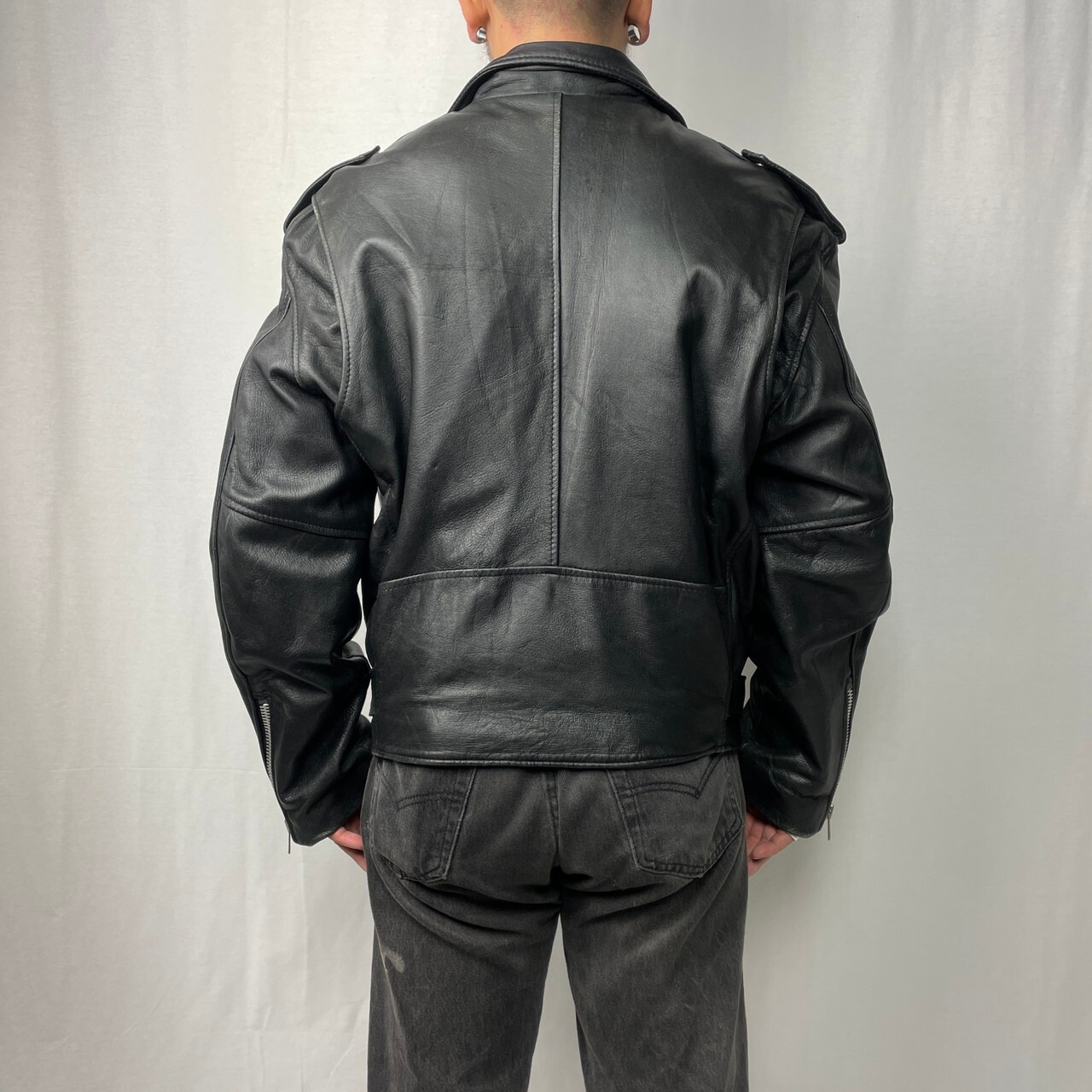 90年代 ユーロ ダブルライダースジャケット レザージャケット メンズ  