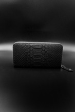 Item No.0343：Round Zip Wallet/Diamond python /Black