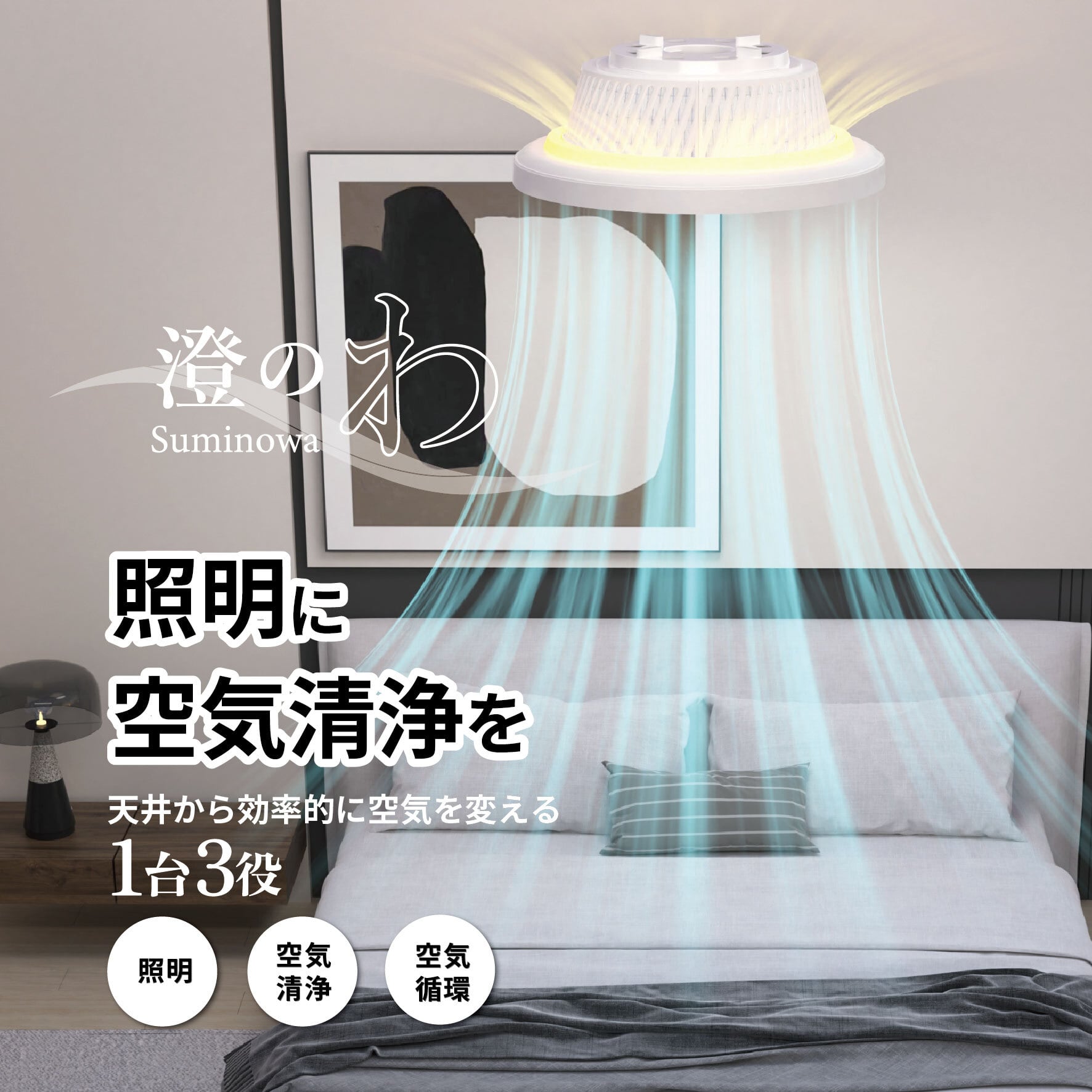 TOMONARI 澄のわ シーリングファンライト 空気清浄付き LED HEPA H13