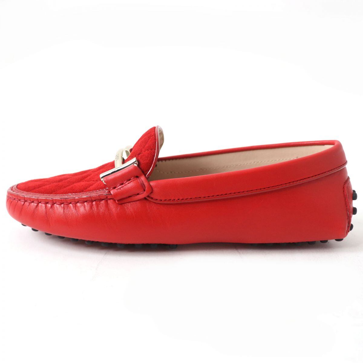 未使用品☆TOD'S トッズ ダブルT ロゴ金具付 スウェード×レザー