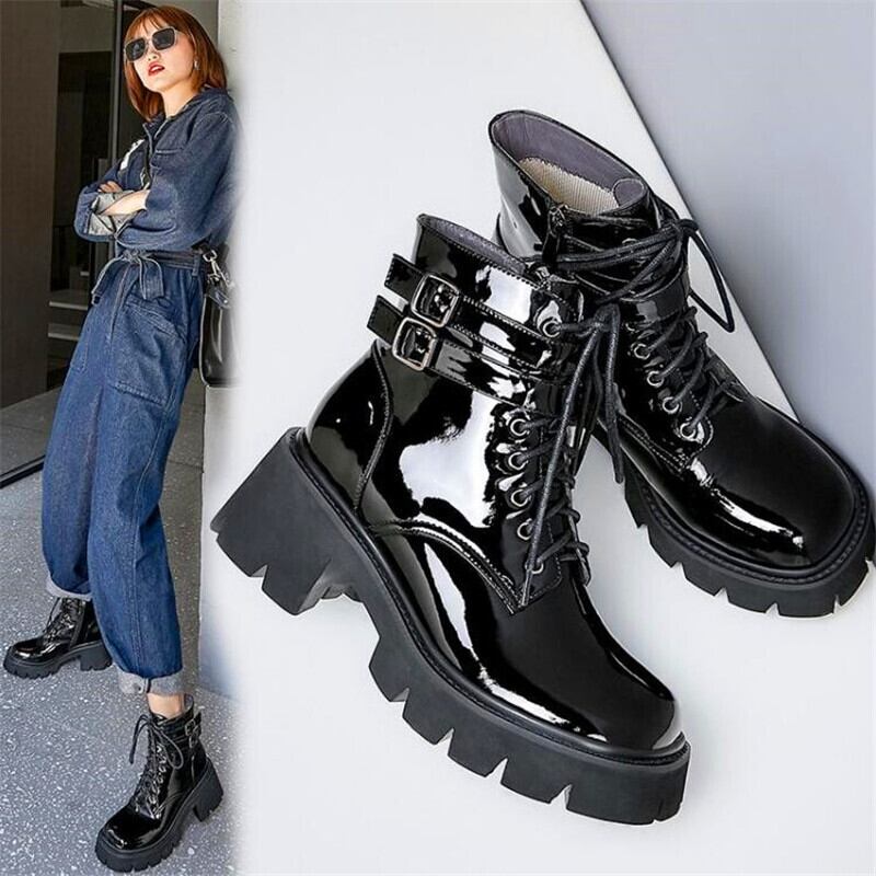 【新作】【送料無料】 厚底レディースクロスストラップハイヒールブーツブラックラウンドトゥハイヒールブーツ冬レディースファッションブーツの増加 靴 シューズ ウィンター 冬物 ラウンドトー 10b329176804551