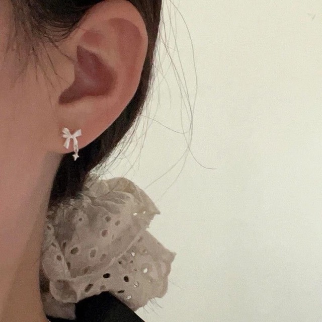star ribbon  pierce/スターリボンモチーフ　韓国ピアス　韓国アクセサリー　　ピアス　LL25112101