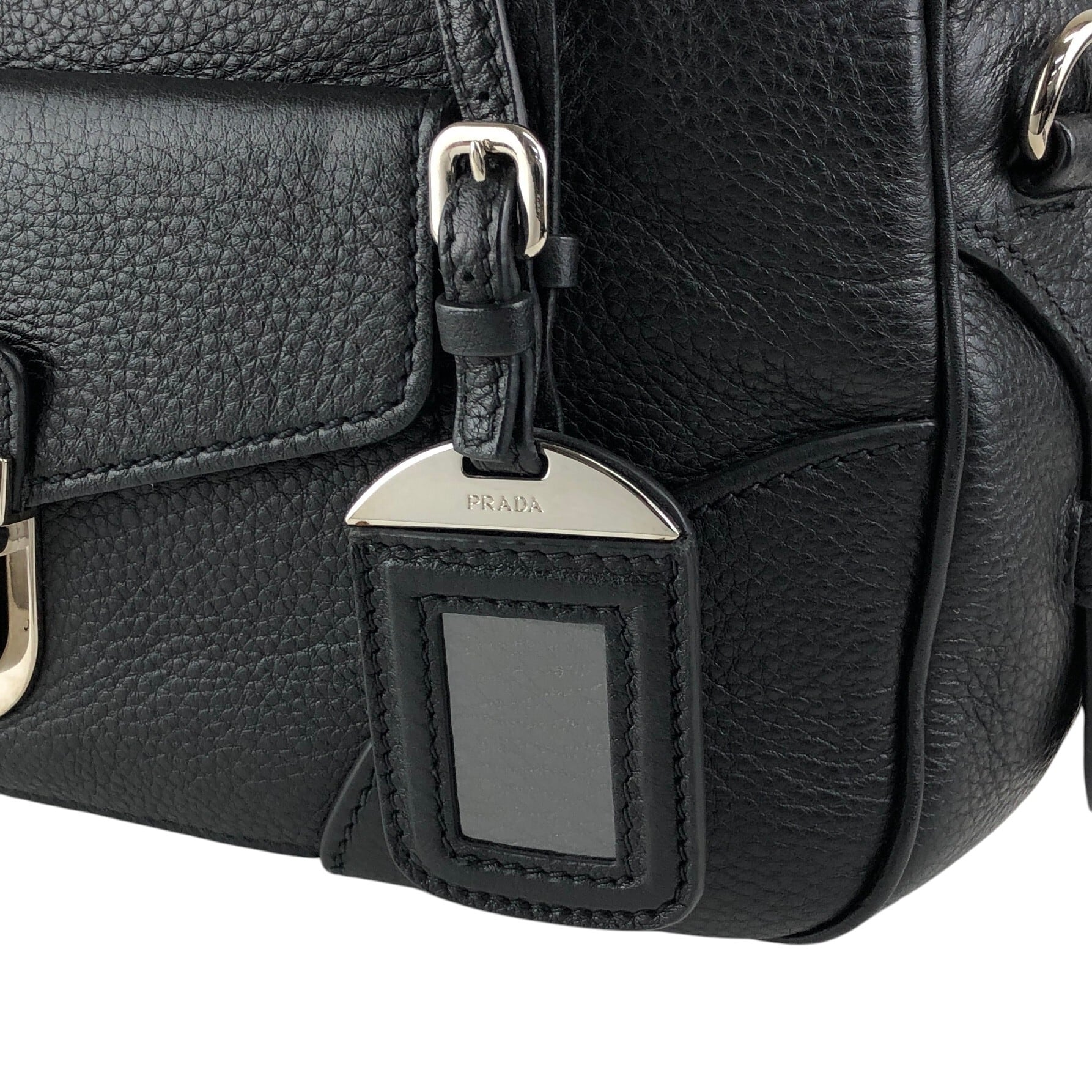 PRADA プラダ ショルダーバッグ ブラック ロゴ プッシュロック レザー