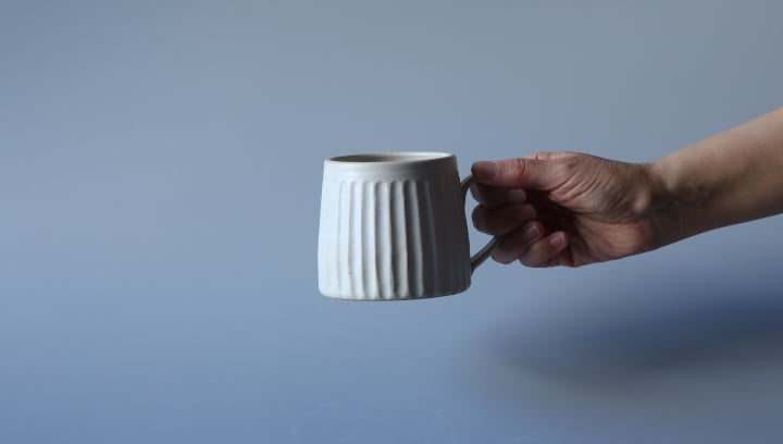 しのぎマグカップ 台形 大 白