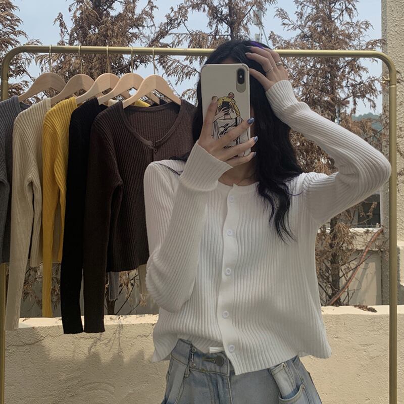 ショートカーディガントップス スプリングシャツ スタイルニット レディース 春物 試着室50175176178