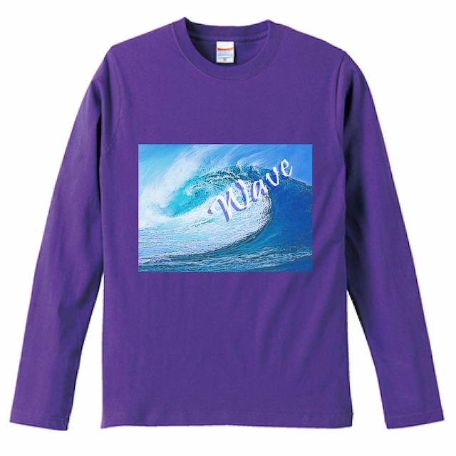 Tシャツ メンズ 長袖 バイオレット ユナイテッドアスレ5.6oz 海  波 Wave 紫