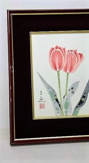 「赤いチューリップ」 ※原画※真作※直筆サイン入り※額無し ea31a061d078ddaf9be32fe893ff19