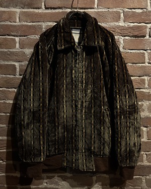 【Caka act3】Geometric Pattern Vintage Zip Up Velvet Jacket