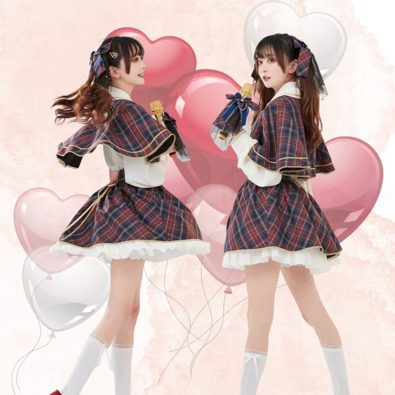 サブカル系 地雷アイドル衣装 スカート チェック柄 ボルドー ステージ 