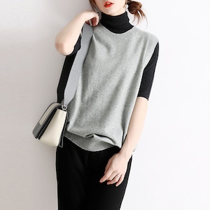 ニット ベスト レディース 韓国 春秋冬 トップス レイヤード 重ね着 おしゃれ 大人 きれいめ かわいい ゆったり 体型カバー シンプル 大人可愛い 大人女子