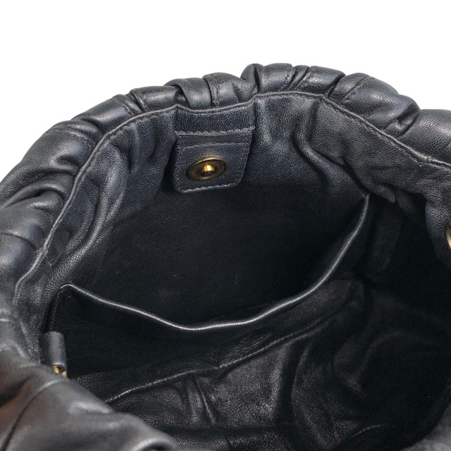 PRADA プラダ ショルダーバッグ ブラック トライアングルロゴ レザー ギャザーセミショルダーバッグ vintage ヴィンテージ オールド 6yixa5