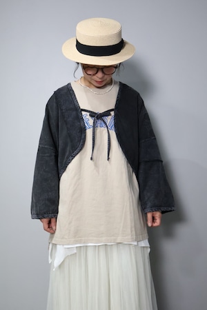 NEW！ツイルピグメント加工異素材組み合わせショートボレロ【12510-372-20】2026SS