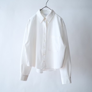 short silhouette stretch fabric white shirt