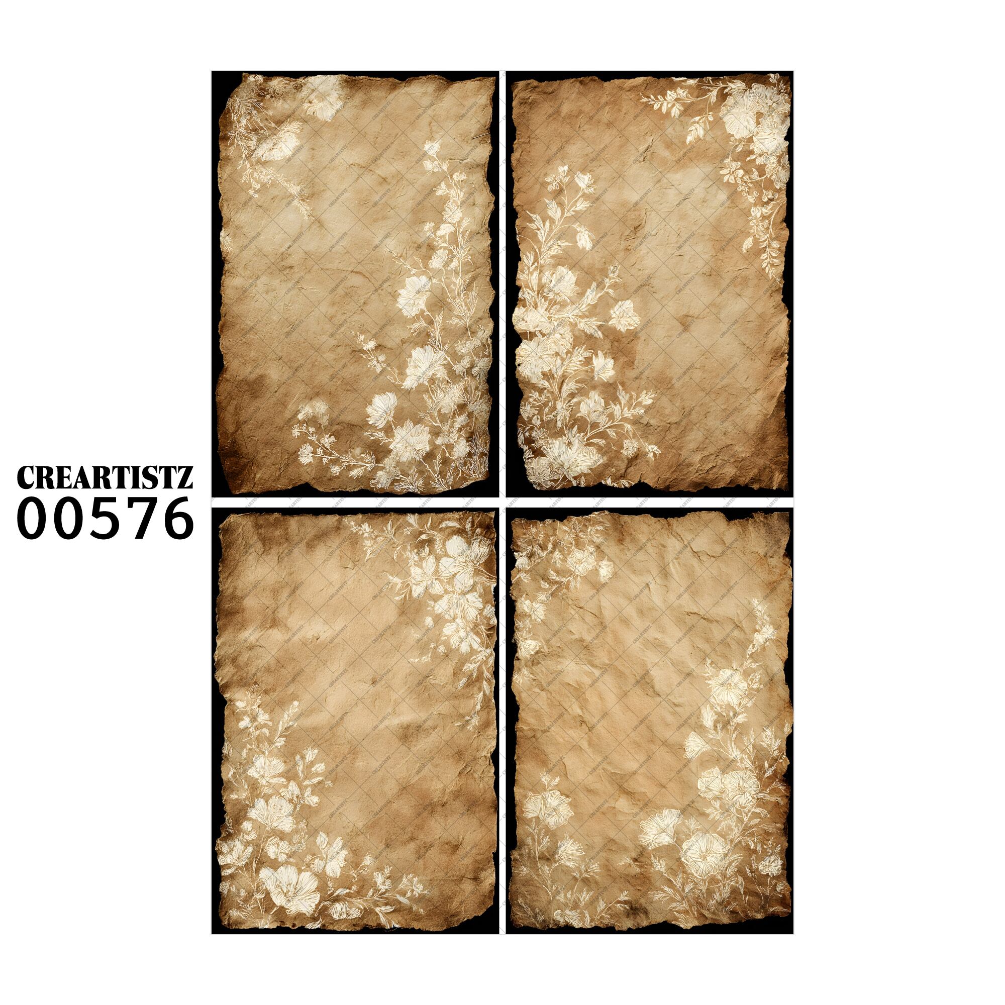 00576 背景 コラージュ素材 オリジナル 12枚セット (4種類×3枚) ペーパー/ステッカー CREARTISTZ