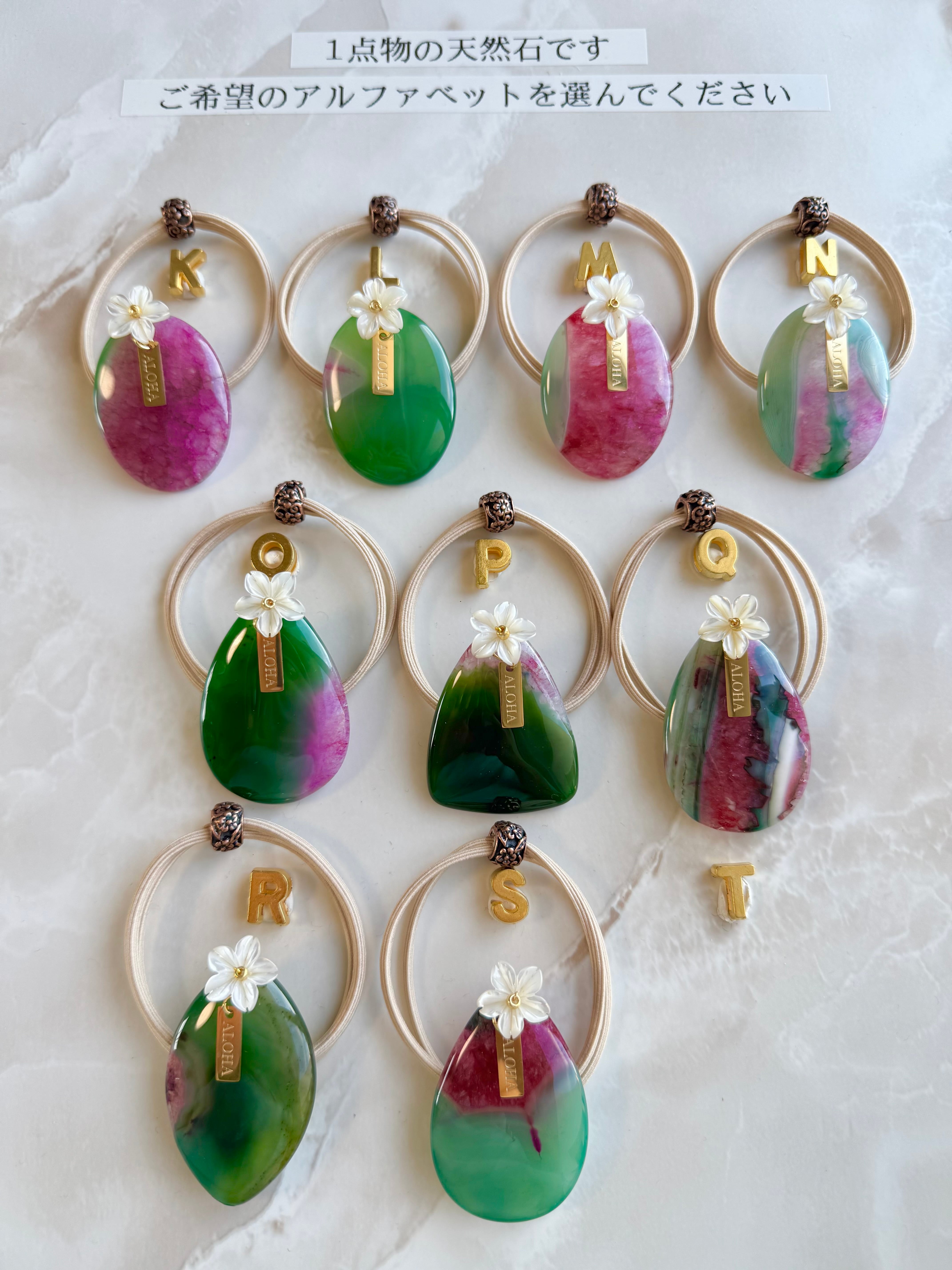 Gradation agate×Plumeria hair accessory(グラデーションアゲート瑪瑙