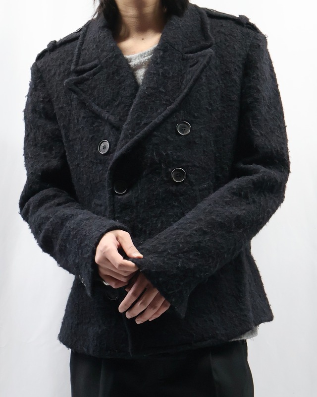 【NEIL BARRETT】Shaggy epaulette detail peacoat