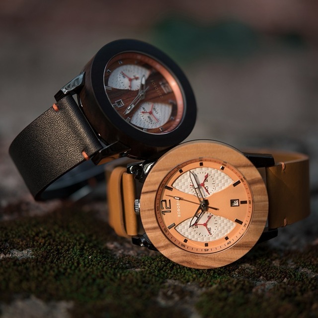 【TR0109】[3atm] Wooden dial watch - Opposite Sector