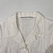 Mademoiselle NON NON マドモアゼルノンノン リネン100% フラワー刺繍 ロング丈 ノースリーブ シャツ M/ホワイト/チュニック