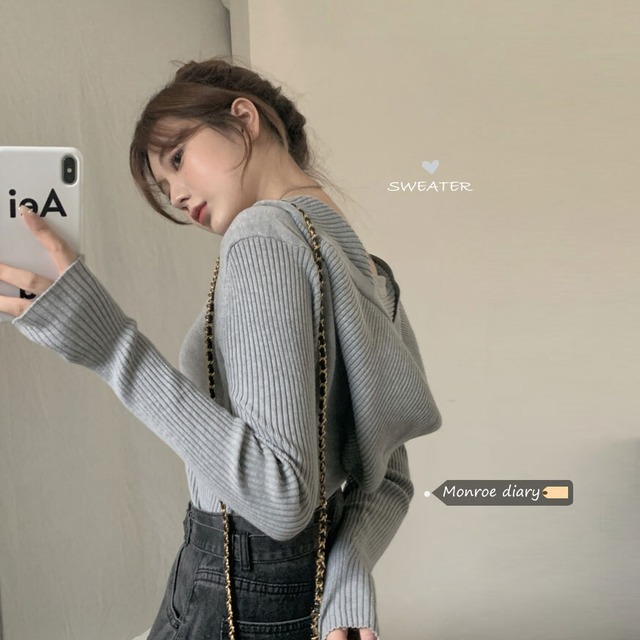 スタイルフードセーター 薄手ジャケット スプリングオータムプルオーバー トップス ロング 春物 秋物 モンロー99284663667