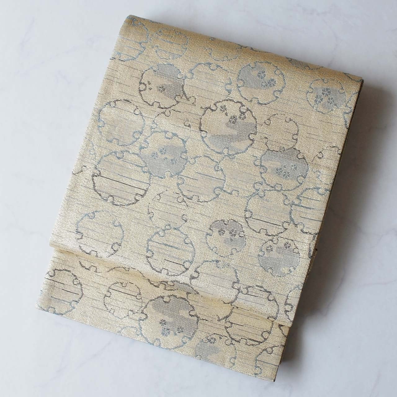 【ふくろ帯】淡黄蘗色地 雪輪文 ふくろ帯