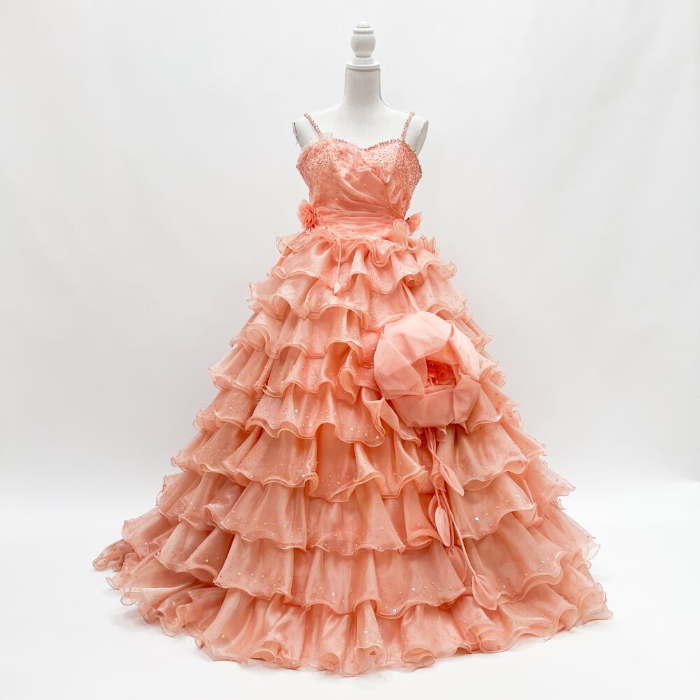 中古 カラードレス プリンセス オレンジ フリーサイズ C-299