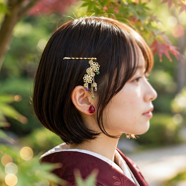 ヘアピン「かわす、かさねる」【チェコビーズ】軽量快適・ショートヘアも簡単アレンジ。