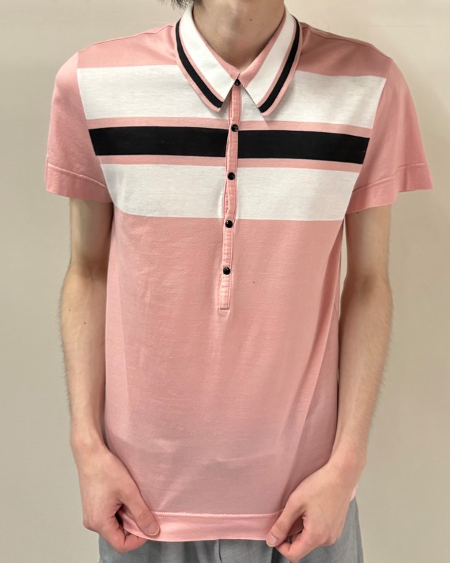 【DOLCE&GABBANA】border snap polo shirt