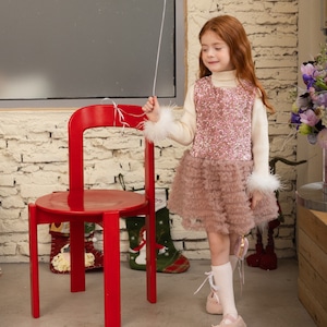 冬キラキラメッシュ裾ベストワンピース