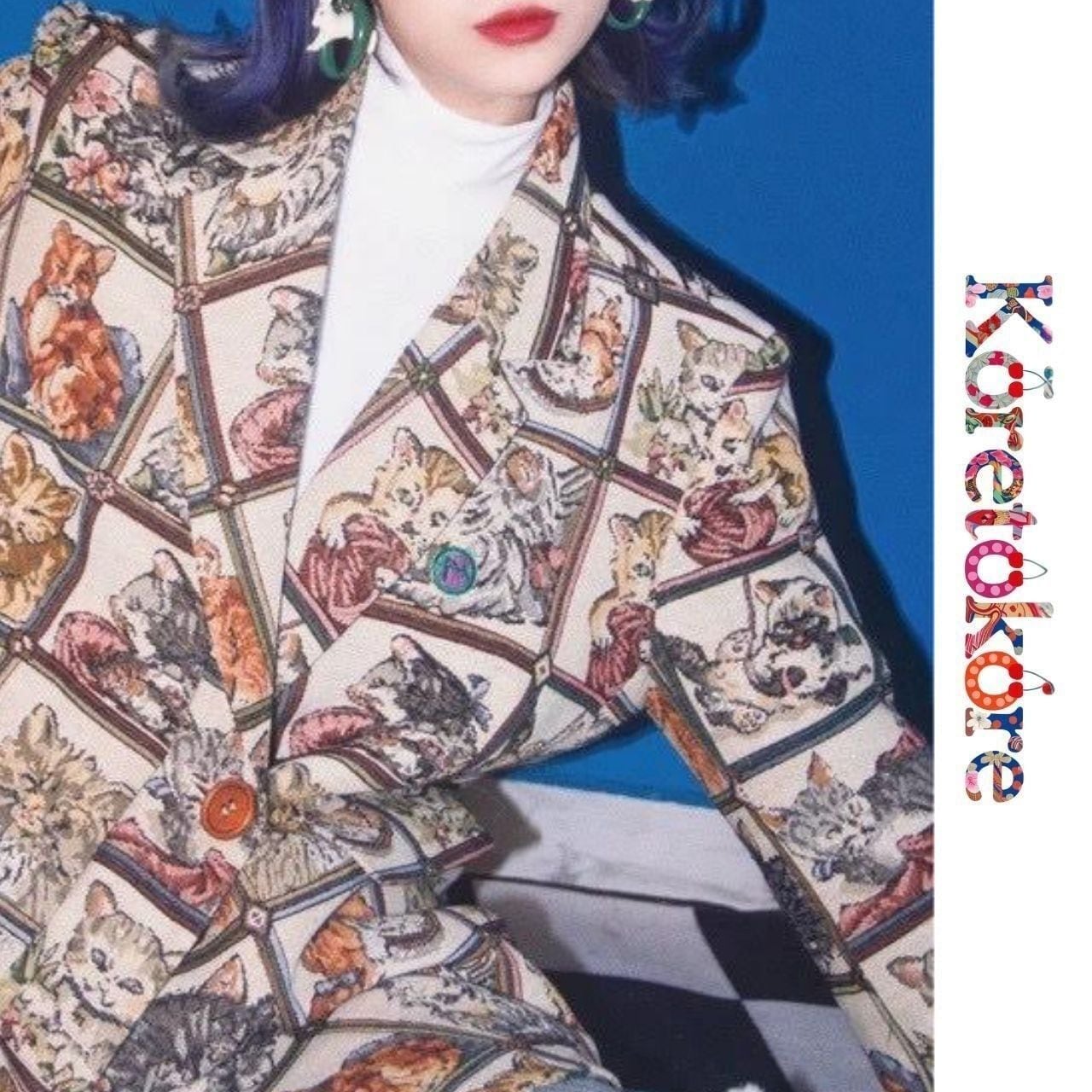Vintage Cat Jacquard Jacket A4029