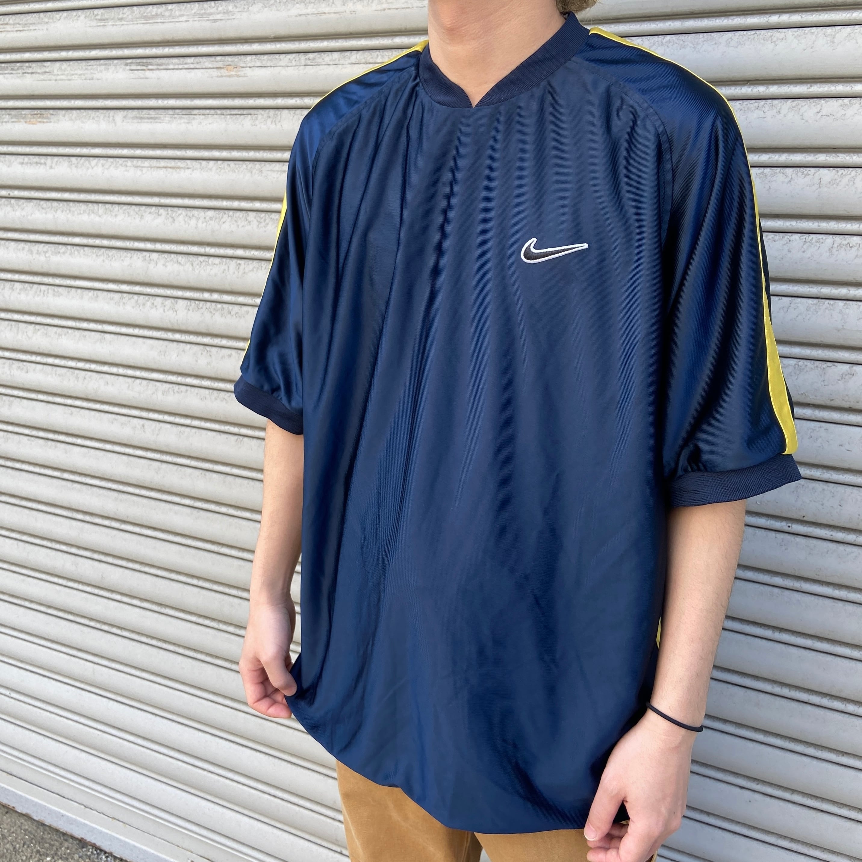 90s NIKE リバーシブルゲームTシャツ メッシュT 紺 シルバー M | 古着