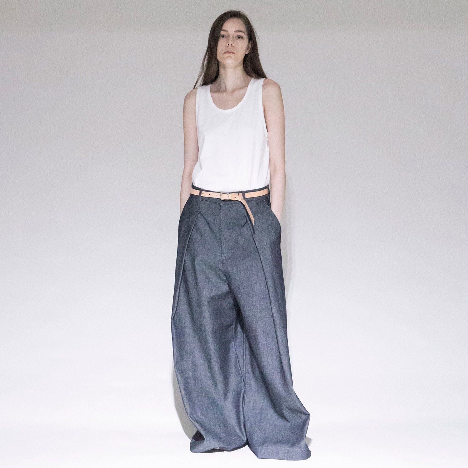 VOAAOV LOOSE DENIM Tuck Wide Pants (INDIGO) VOPT-J22 | IAAAM