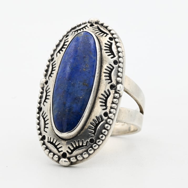 Lapis Lazuli Accent Extra Wide Oval Statement Ring By Carolyn Pollack #13.5 / USA