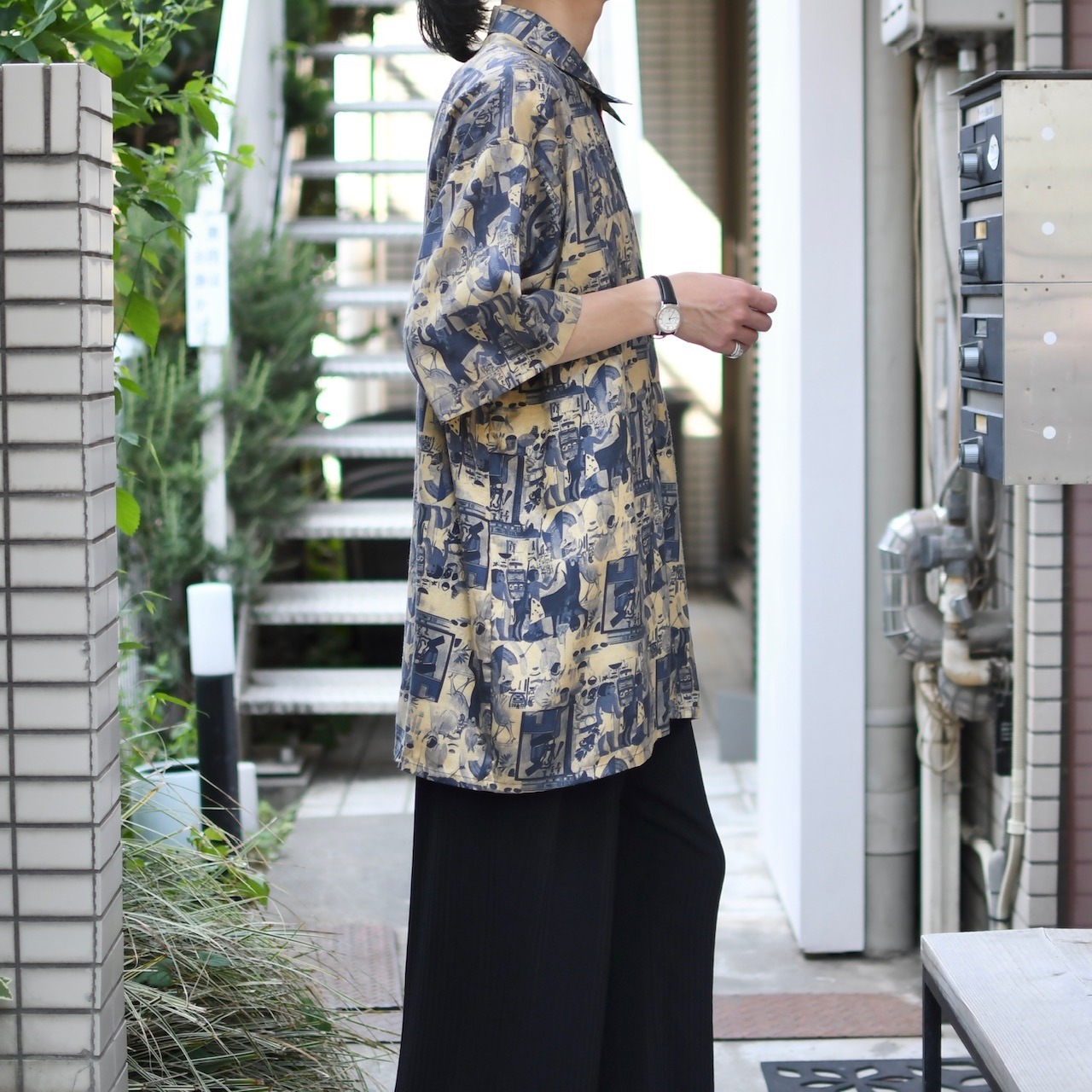 Egypt pattern thai silk shirt