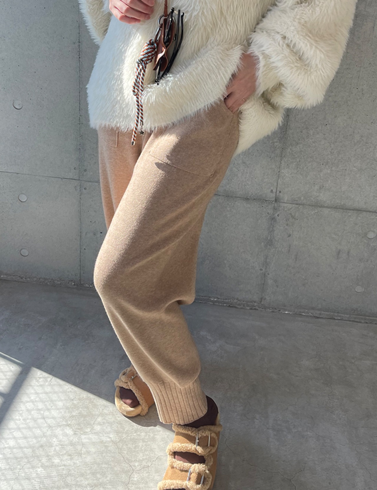 【25aw・再販】Rib-hem Knit Jogger Pants_Ivory・Beige