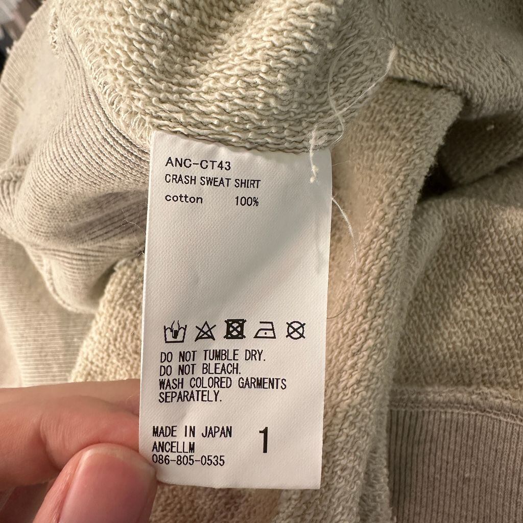 ANCELLM アンセルム 24SS CRASH SWEAT SHIRT ダメージ加工スウェット