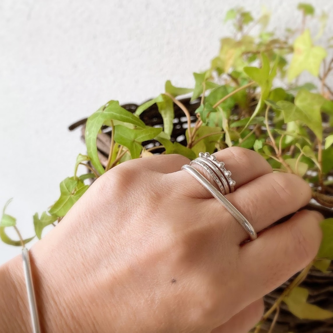 silver925 spots triple ring