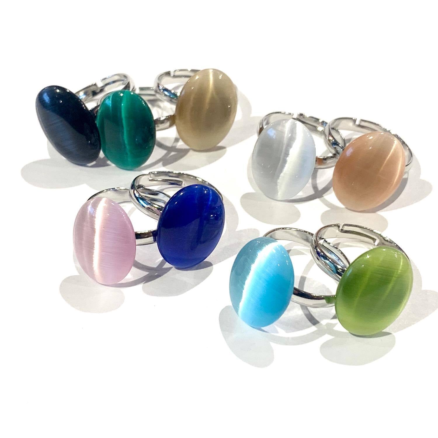 オーバルガラスカボションのリング（全9色） | Dua-アクセサリーパーツ