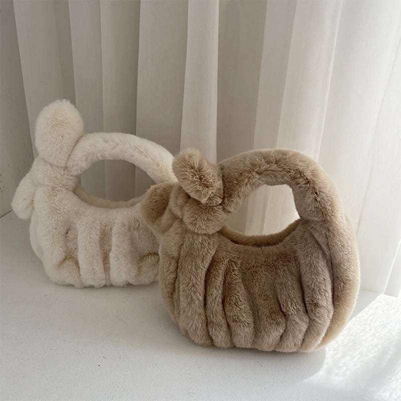 リボンデザインフェイクファーハンドバッグ Me1681