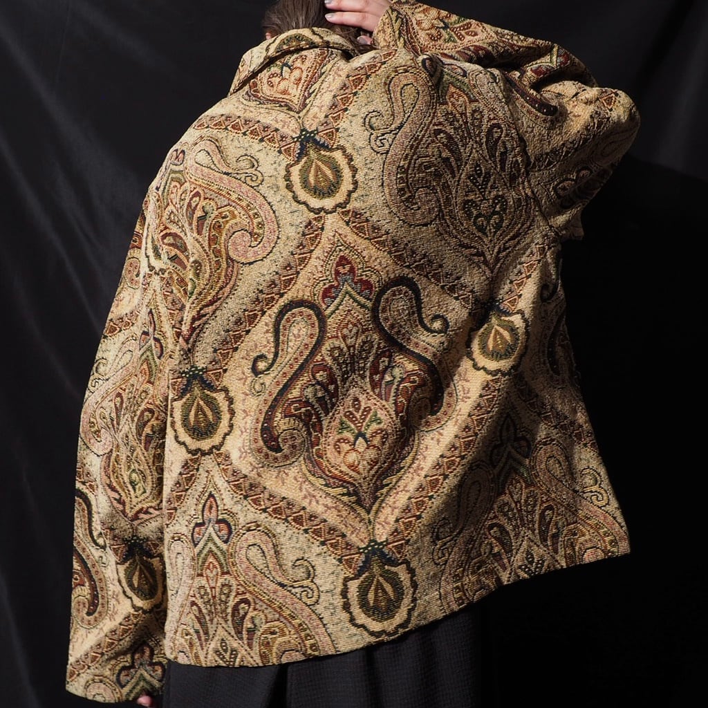 曼荼羅 - ethnic full pattern embbossed gobelin weave vintage jacket