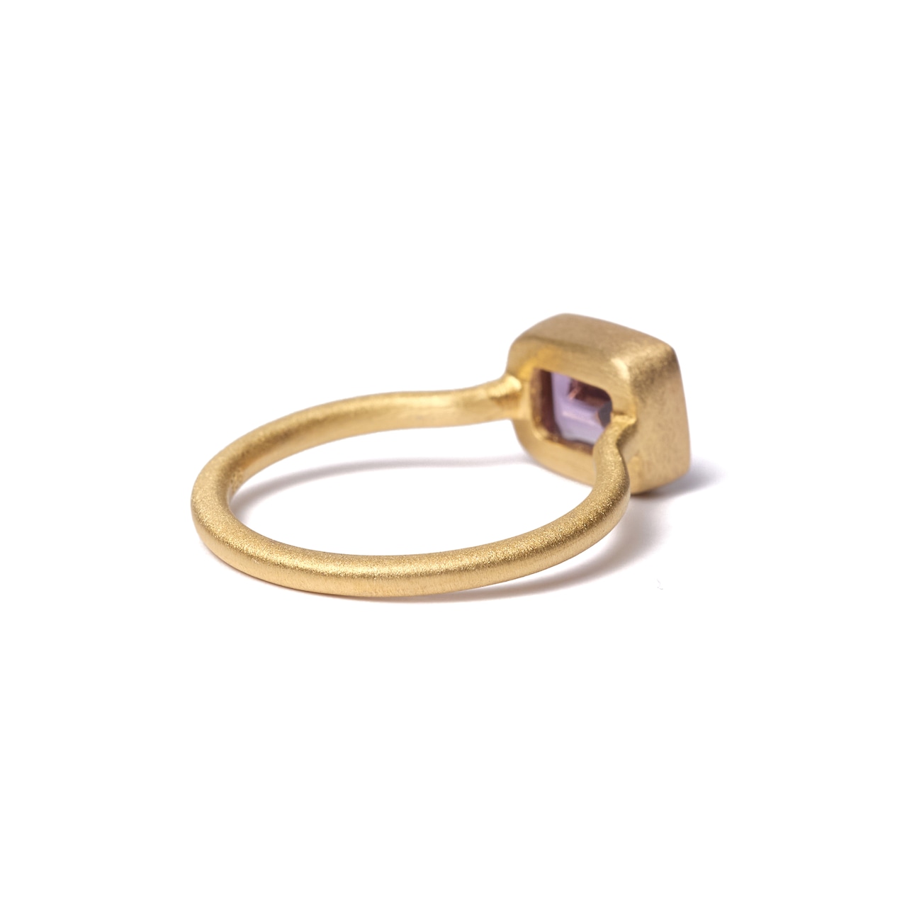 S925 SINGLE STONE MATT RING -AMETHYST-