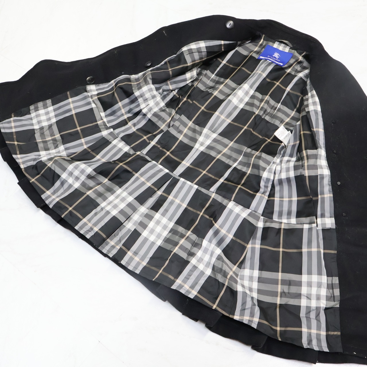 【レディースファッション】ブラック BURBERRY バーバリーブルーレーベル コート トレンチコート 黒 ダブル ノバチェック 長袖 ジャケット コート 女性