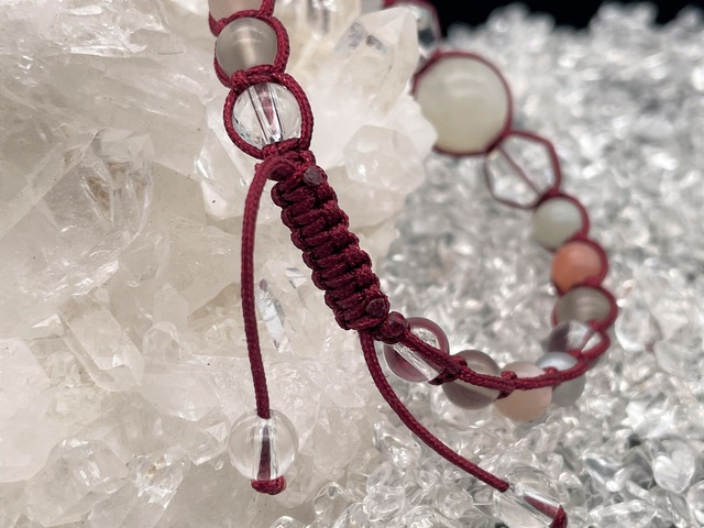 編みブレスレット（ムーンストーン・水晶ヒランヤ）