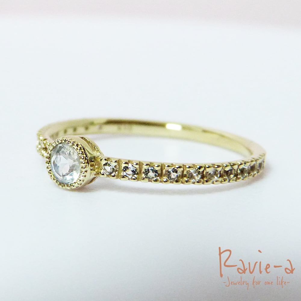 ブルームーンストーン 指輪 ホワイトトパーズ ハーフエタニティリング