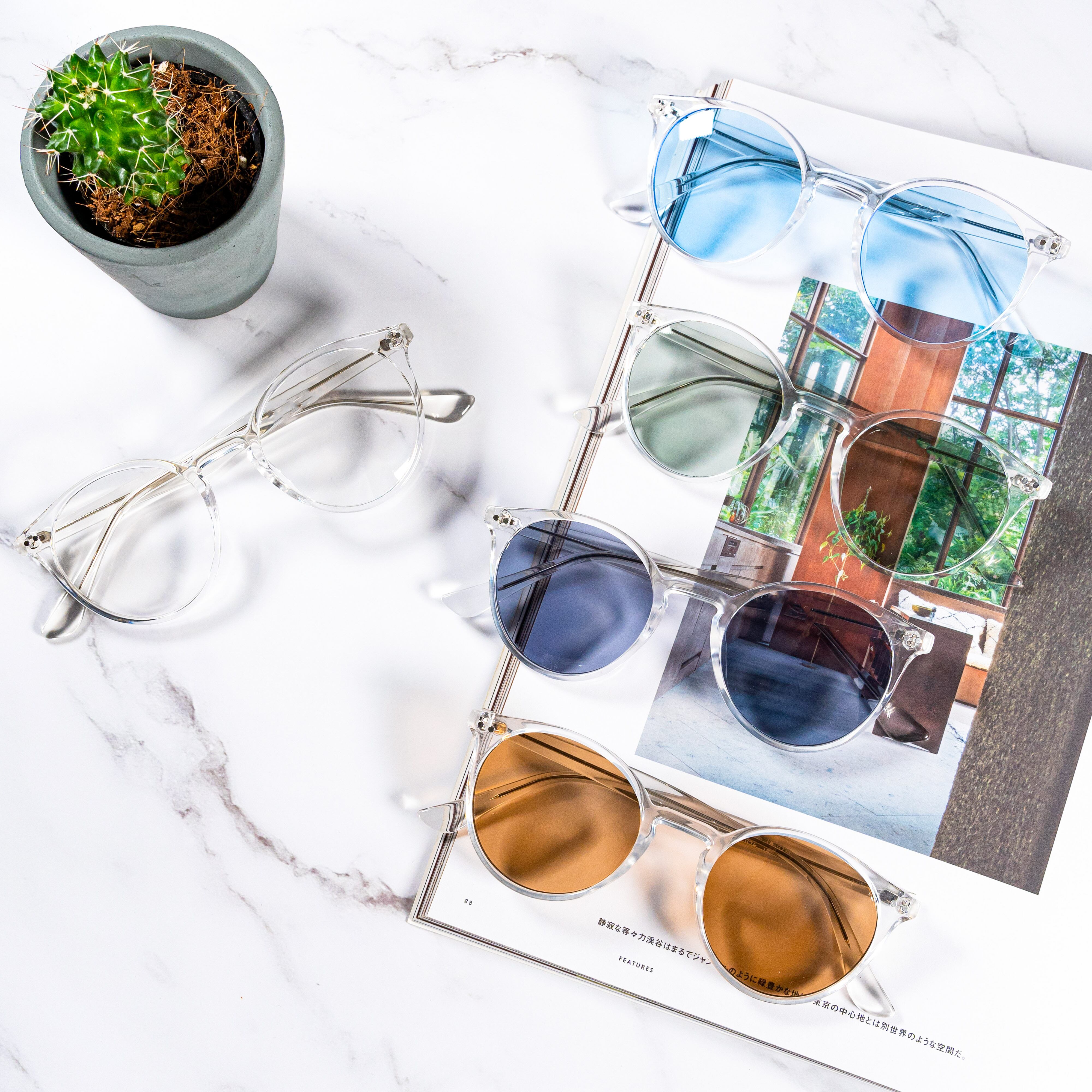 ボスリントン クリア サングラス